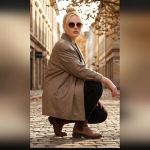 Womens Taupe Long Trench Coat